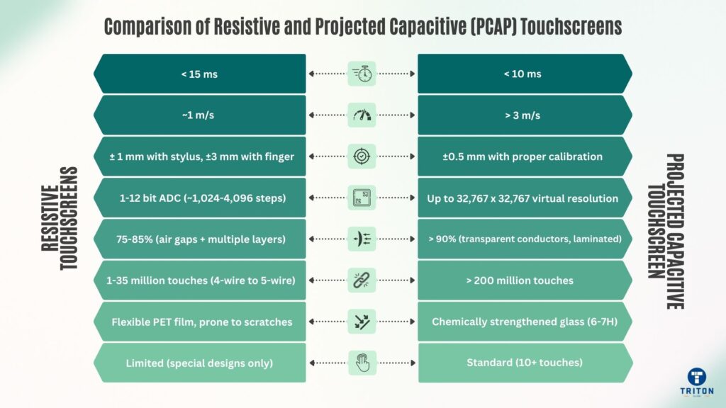 Resistive and Projected Capacitive Touchscreen